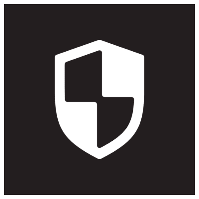 Shield icon with black and white design