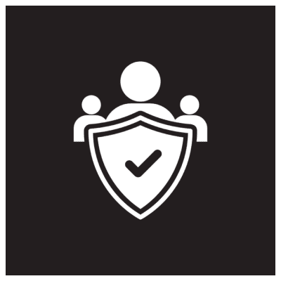 Team protection symbol with checkmark