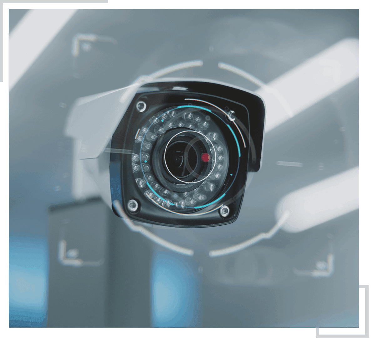 Close-up of advanced security camera lens