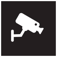 Surveillance camera icon on black background