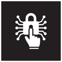Finger touching electronic lock illustration